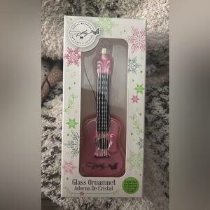 Pink Guitar Glass Ornament